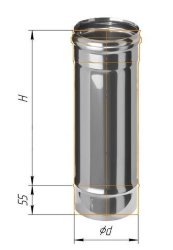 Дымоход Феррум нержавеющий (430/0,5 мм), ф115, L=0,5м