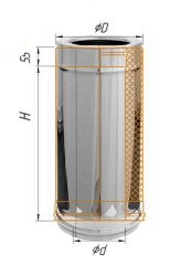Дымоход Феррум утепленный нержавеющий (430/0,8мм)/зеркальный нержавеющий ф150/210, L=0,5м, по воде