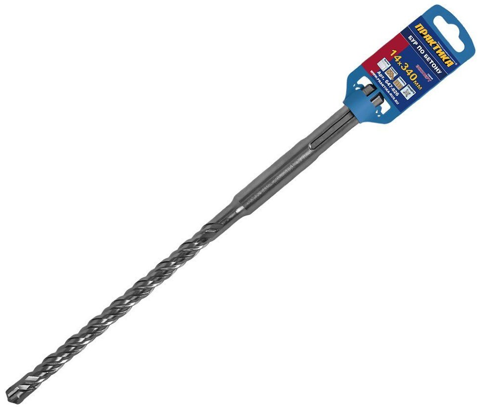 ПРАКТИКА Бур SDS-MAX 14 х 340 мм, КВАДРО, серия Эксперт, по бетону  647-826