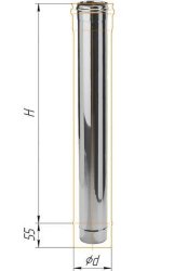 Дымоход Феррум нержавеющий (430/0,5 мм), ф115, L=1,0м