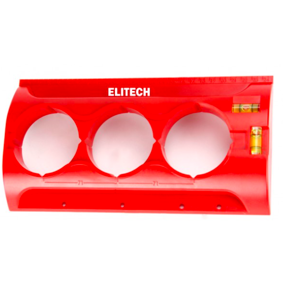 Шаблон для сверления розеток с уровнем. 2 глазка ELITECH 320901